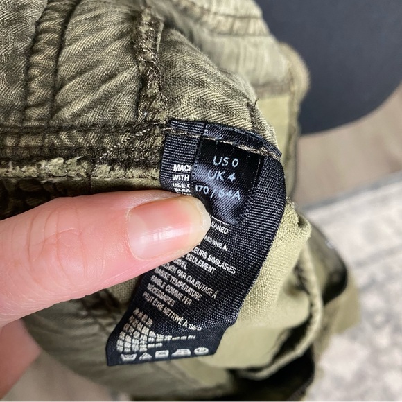 Free People Olive Green Fly Away Parachute Pants Balloon Harem Women’s 0 - Picture 8 of 10